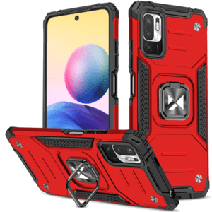 Odolné puzdro na Xiaomi Redmi Note 10 5G/Poco M3 Pro/M3 Pro 5G Ring Armor Rugged červené