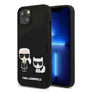 Plastové puzdro Karl Lagerfeld na Apple IPhone 13 KLHMP13MSSKCK Silicone Karl & Choupette Magsafe čierne