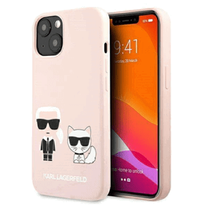 Plastové puzdro Karl Lagerfeld na Apple IPhone 13 KLHMP13MSSKCI Silicone Karl & Choupette Magsafe ružové