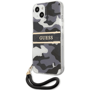 Platové puzdro Guess na Apple iPhone 13 Pro Max GUHCP13XKCABBK Camo Strap Collection čierne