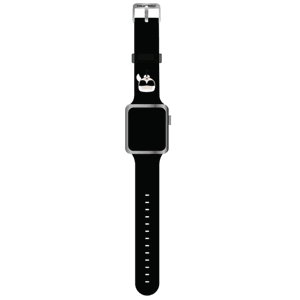 Náhradný remienok na Apple Watch 42/44mm KLAWLSLCKK Karl Lagerfeld Karl and Choupette čierny