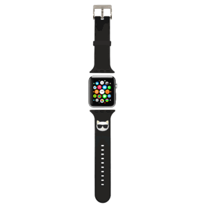 Náhradný remienok na Apple Watch 42/44mm Karl Lagerfeld KLAWLSLCK Choupette Head čierny