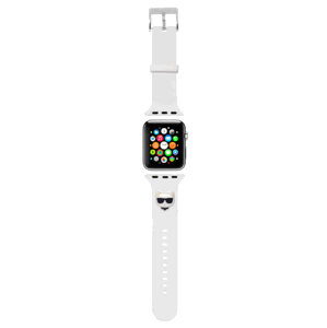 Náhradný remienok na Apple Watch 38/40mm Karl Lagerfeld KLAWLSLCW Choupette Head biely