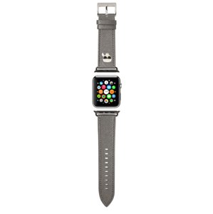 Náhradný remienok na Apple Watch 38/40mm Karl Lagerfeld KLAWMOKHG Karl Head PU strieborný