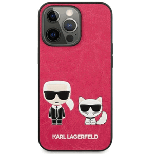 Plastové puzdro Karl Lagerfeld na Apple iPhone 13 Mini KLHCP13SPCUSKCP fushia hard case Iconic Karl & Choupette bordové