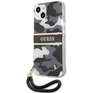 Plastové puzdro Guess na Apple iPhone 13/13 Pro GUHCP13LKCABBK Camo Strap Collection čierne