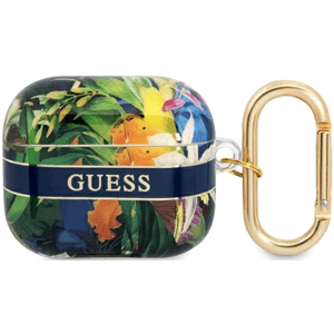 Silikónové puzdro Guess na Apple Airpods 3 GUA3HHFLB TPU Flower Print modré