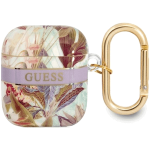 Silikónové puzdro Guess na Apple Airpods 1/2 GUA2HHFLU TPU Flower Print fialové