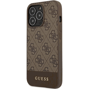 Plastové puzdro Guess na Apple iPhone 13 Pro Max GUHCP13XG4GLBR 4G Stripe hnedé