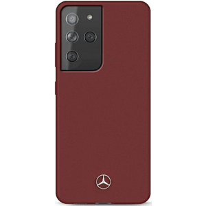 Silikónové puzdro Mercedes na Samsung Galaxy S21 Ultra G998 MEHCS21LSILRE Silicone Line červené