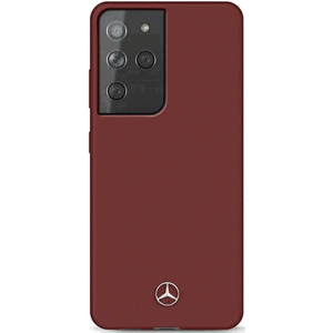 Silikónové puzdro Mercedes na Samsung Galaxy S21 Ultra G998 MEHCS21LSILRE Silicone Line červené