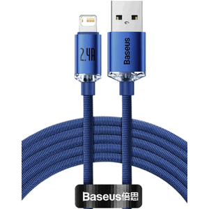 Kábel Baseus Crystal Shine CAJY000003, USB to Lightning 8-pin 2,4A, 1.2m, modrý