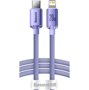 Kábel Baseus Crystal Shine CAJY000205, USB-C na Lightning 8-pin PD 20W, 1.2m, fialový