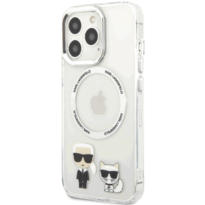 Plastové puzdro Karl Lagerfeld na Apple iPhone 13 Pro KLHMP13LHKCT MagSafe Karl and Choupette transparentné