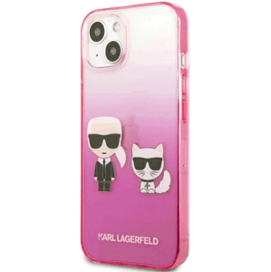Plastové puzdro Karl Lagerfeld na Apple iPhone 13 Pro Max KLHCP13XTGKCP Karl & Choupette Head Gradient ružové
