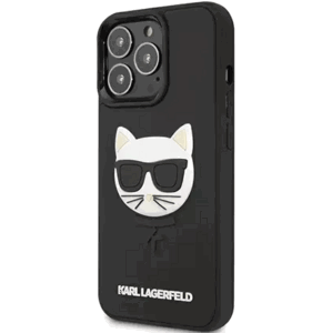 Plastové puzdro Karl Lagerfeld na Apple iPhone 13/13 Pro KLHCP13LCH3DBK 3D Rubber Choupette čierne