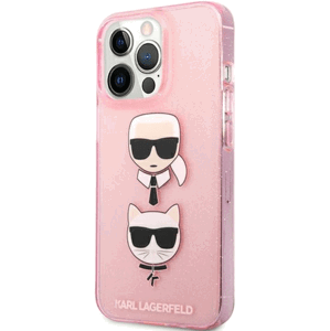 Plastové puzdro Karl Lagerfeld na Apple iPhone 13/13 Pro KLHCP13LKCTUGLP Glitter Karl`s & Choupette ružové