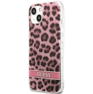 Plastové puzdro Guess na Apple iPhone 13 Pro GUHCP13LHSLEOP Leopard Electro Stripe ružové