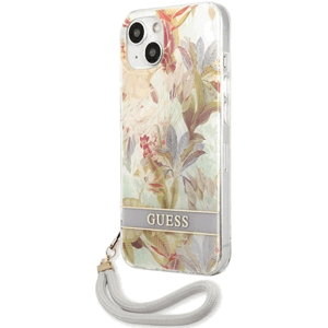 Plastové puzdro Guess na Apple iPhone 13 GUHCP13MHFLSU Flower Cord fialové