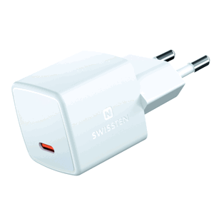 Sieťový adaptér mini Swissten GaN USB-C 25W biely