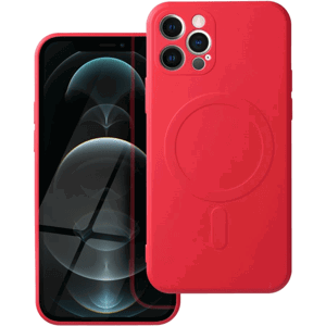 Silikónové puzdro na Apple iPhone 12 Pro Silicone Mag Cover červené