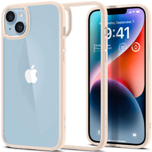 Odolné puzdro na Apple iPhone 14 Spigen Ultra Hybrid béžové