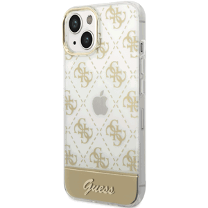 Plastové puzdro Guess na Apple iPhone 14 Plus GUHCP14MHG4MHG Peony Glitter Script Logo zlaté