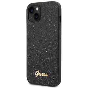 Kryt na Apple iPhone 14 Plus Guess Glitter Flakes Metal Logo GUHCP14MHGGSHK čierne