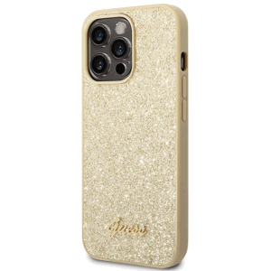 Kryt na Apple iPhone 14 Pro Max Guess Glitter Flakes Metal Logo GUHCP14XHGGSHD zlaté