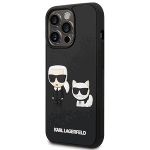 Kryt na Apple iPhone 14 Pro Karl Lagerfeld and Choupette 3D KLHCP14L3DRKCK čierne