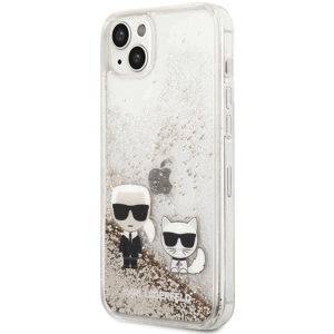 Kryt na Apple iPhone 14 Plus Karl Lagerfeld Liquid Glitter Karl and Choupette KLHCP14MGKCD zlaté