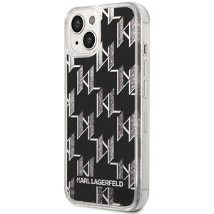 Kryt na Apple iPhone 14 Plus Karl Lagerfeld Monogram Liquid Glitter KLHCP14MLMNMK čierne