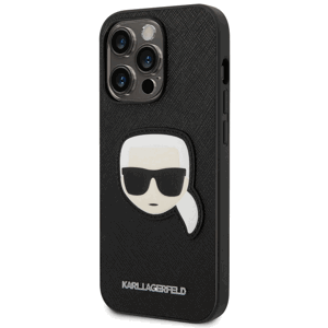 Kryt na Apple iPhone 14 Pro Karl Lagerfeld Saffiano Karl Head KLHCP14LSAPKHK čierne