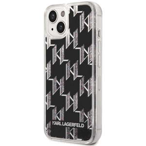 Kryt na Apple iPhone 14 Karl Lagerfeld Monogram Liquid Glitter KLHCP14SLMNMK čierne