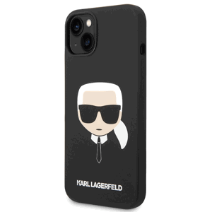 Kryt na Apple iPhone 14 Plus Karl Lagerfeld Liquid Silicone Karl Head KLHCP14MSLKHBK čierne
