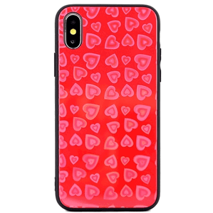 Plastové puzdro na Apple iPhone 7/8/SE 2020/SE 2022 Glass Hearts červené