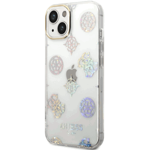 Plastové puzdro Guess na Apple iPhone 14 Pro Max GUHCP14XHTPPTH Peony Glitter biele