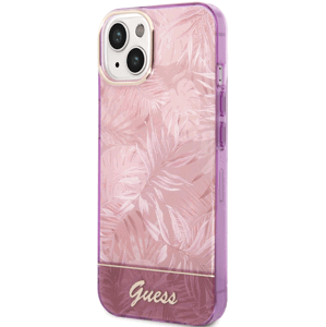 Plastové puzdro Guess na Apple iPhone 14 Pro Max GUHCP14XHGJGHP Jungle ružové