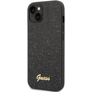 Plastové puzdro Guess na Apple iPhone 14 Pro GUHCP14LHGGSHK Glitter Flakes Metal Logo čierne