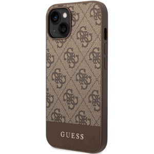 Plastové puzdro Guess na Apple iPhone 14 GUHCP14SG4GLBR 4G Stripe hnedé