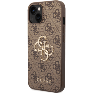 Plastové puzdro Guess na Apple iPhone 14 Pro GUHCP14L4GMGBR 4G Metal Logo hnedé