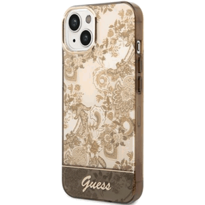 Plastové puzdro Guess na Apple iPhone 14 Plus GUHCP14MHGPLHC IML Electro Cam TDJ ochre