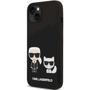 Silikónové puzdro Karl Lagerfeld na Apple iPhone 14 Pro KLHMP14LSSKCK Liquid Silicone Karl and Choupette MagSafe čierne