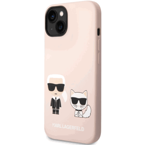 Silikónové puzdro Karl Lagerfeld na Apple iPhone 14 KLHCP14SSSKCI Karl and Choupette Liquid Silicone ružové