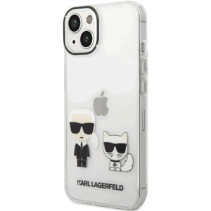 Plastové puzdro Karl Lagerfeld na Apple iPhone 14 KLHCP14SCKTR Ikonik Karl and Choupette transparentné