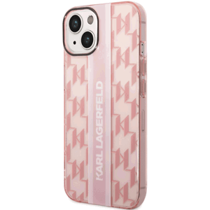 Plastové puzdro Karl Lagerfeld na Apple iPhone 14 Pro Max KLHCP14XHKLSPCP Monogram Vertical Stripe ružové