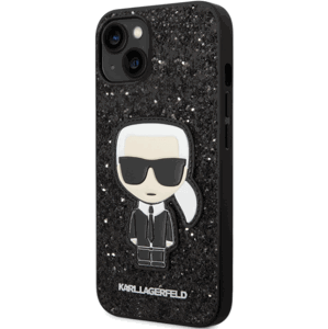 Plastové puzdro Karl Lagerfeld na Apple iPhone 14 Pro KLHCP14LGFKPK Glitter Flakes Ikonik čierne