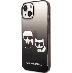 Plastové puzdro Karl Lagerfeld na Apple iPhone 14 KLHCP14STGKCK Gradient Karl and Choupette čierne