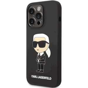 Silikónové puzdro Karl Lagerfeld na Apple iPhone 14 Pro Max KLHCP14XSNIKBCK Liquid Silicone Ikonik NFT čierne