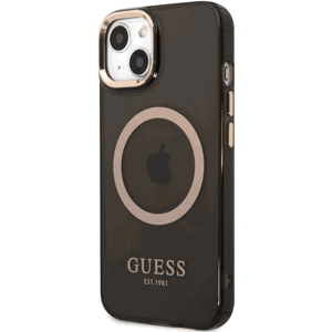 Plastové puzdro Guess na Apple iPhone 13 GUHMP13MHTCMK Translucent MagSafe čierne